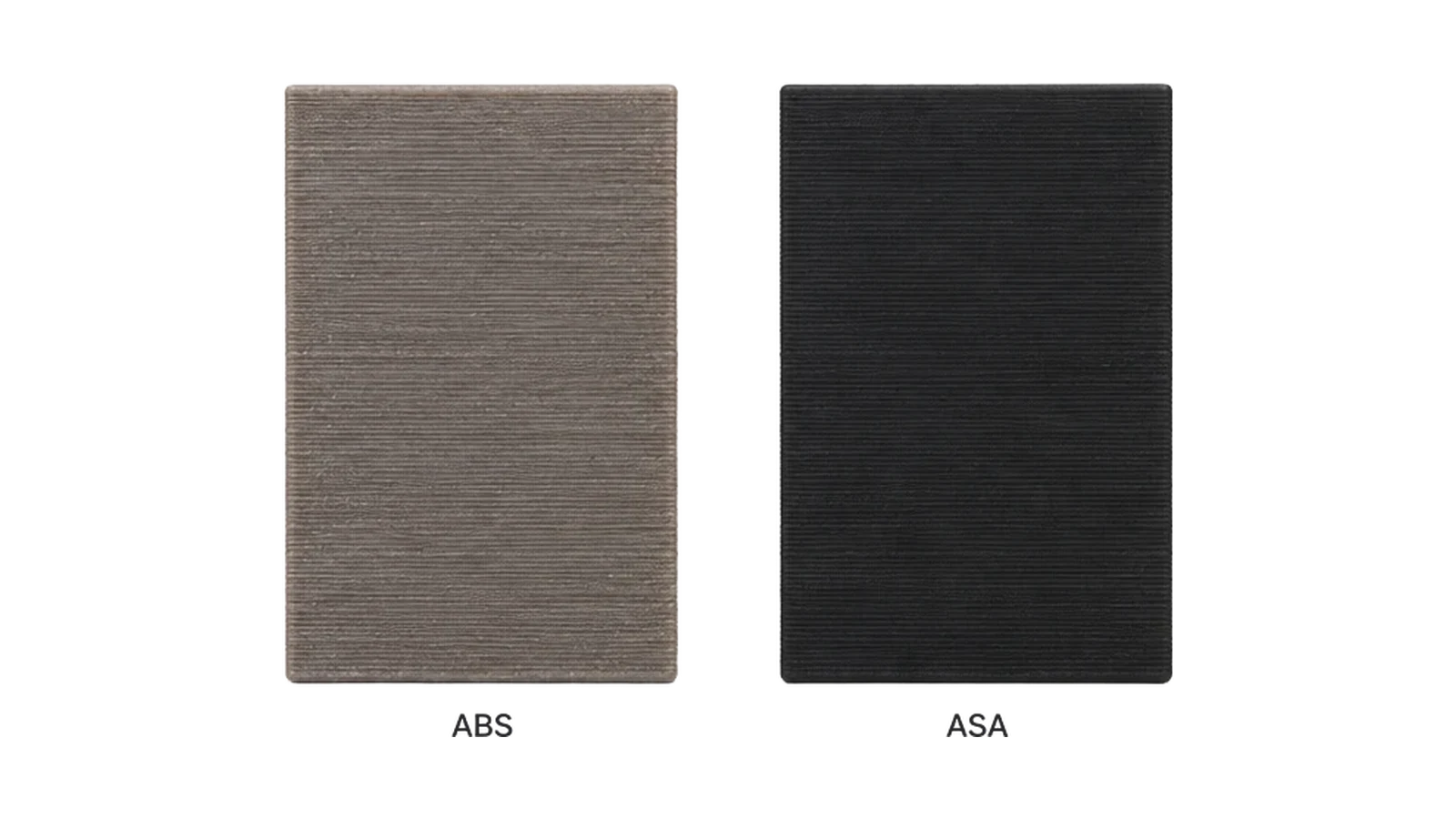 Sun-faded ABS plate next to a black ASA plate