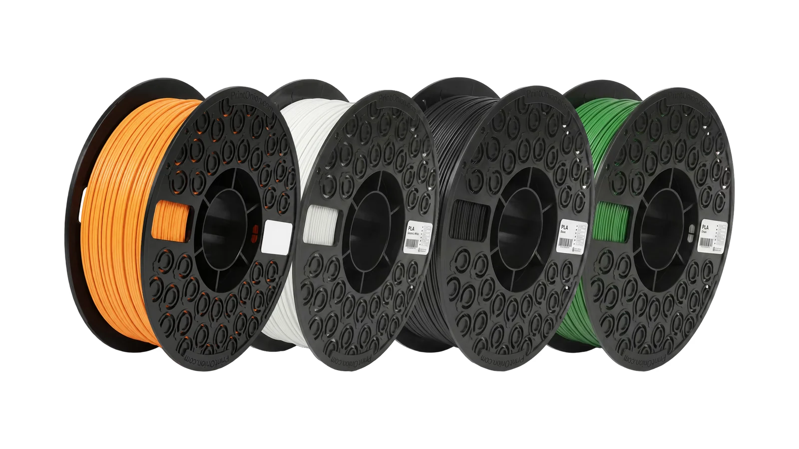 Fire ruller PrintOnion-filament i ulike farger