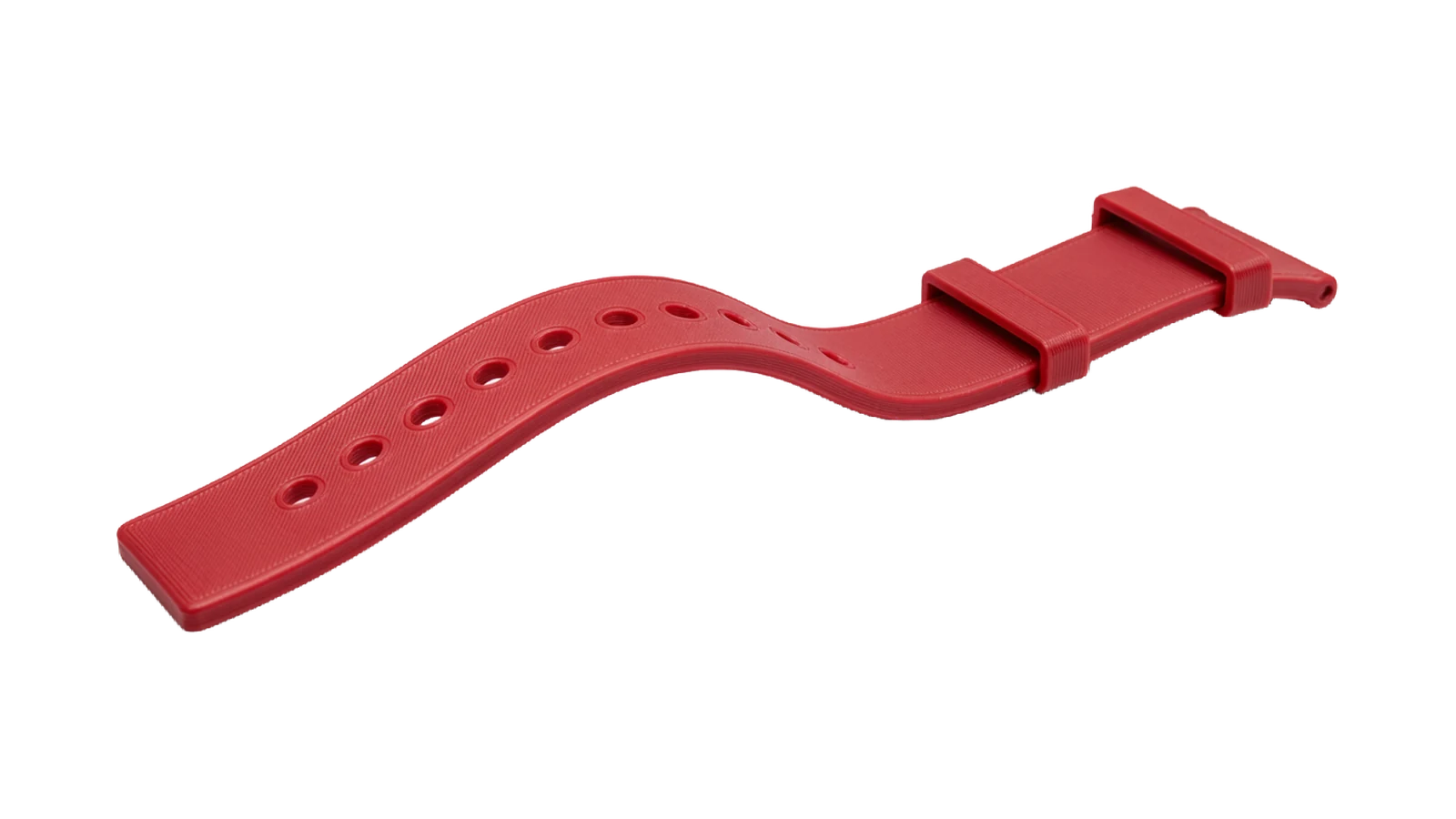 Bendable watch strap printed in red TPU