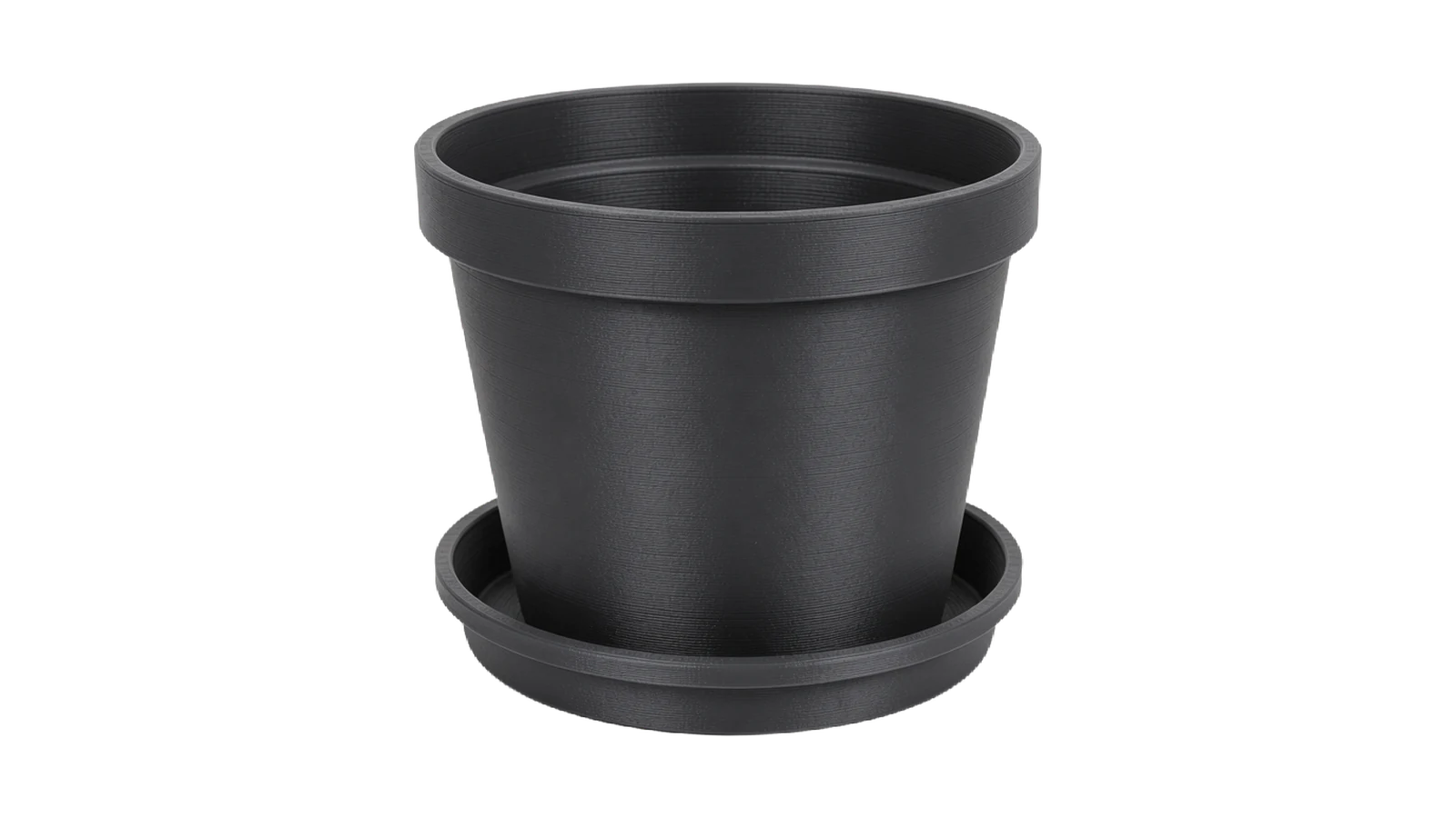 Plant pot with a saucer, printed in black ASA