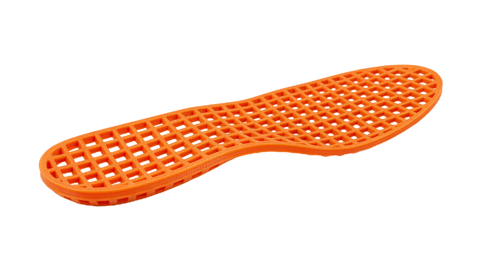 Flexible lattice sole printed in orange PEBA